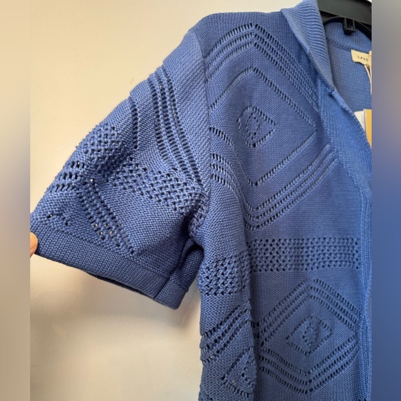 NWT Sandstone Blue Knitted Button Down Sweater Shirt Sz Medium - Picture 5 of 6